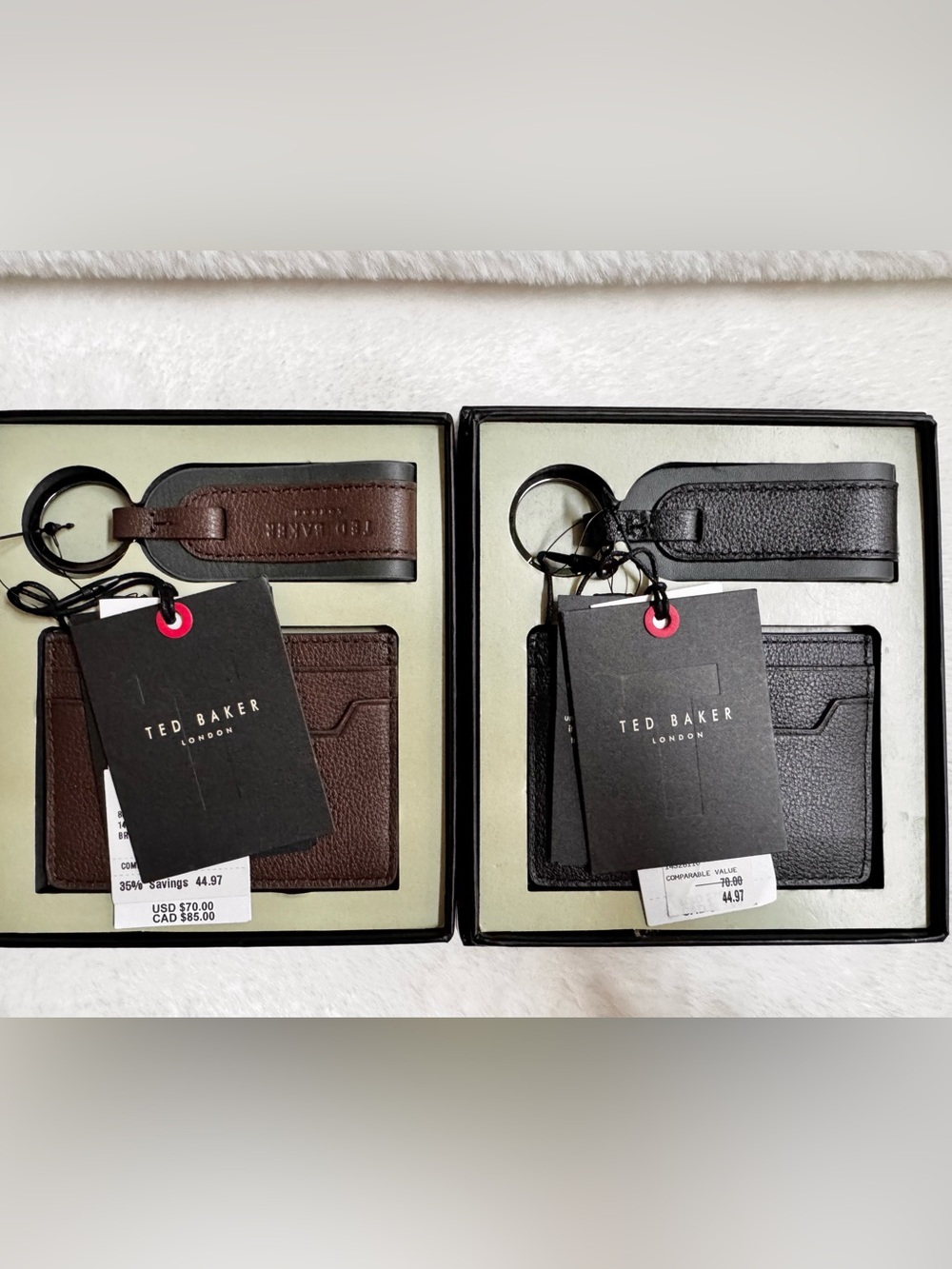 ✅NEW “Ted Baker” Cavendish Leather Card Holder Wallet & Key Ring Set
